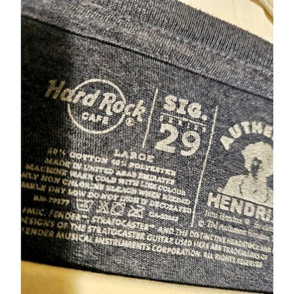 Hardrock Cafe London SzL. SIG29. Jimi Hendrix Rare T shirt. V neck. Gray. Guitar - Picture 3 of 8